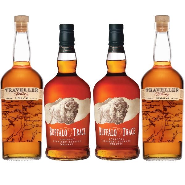 Buffalo Trace Bourbon and Traveller Blend No. 40 Whiskey 4pk Bundle - Rare Reserve
