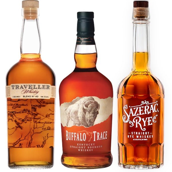Buffalo Trace Bourbon, Sazerac Rye and Traveller Blend No. 40 3 Bottle Bundle - Rare Reserve