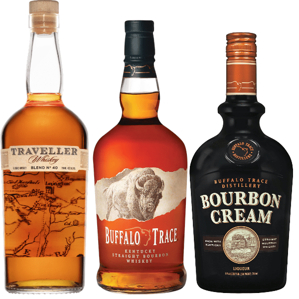 Buffalo Trace Bourbon, Traveller Blend No. 40, and Bourbon Cream 3 Pack Bundle - Rare Reserve