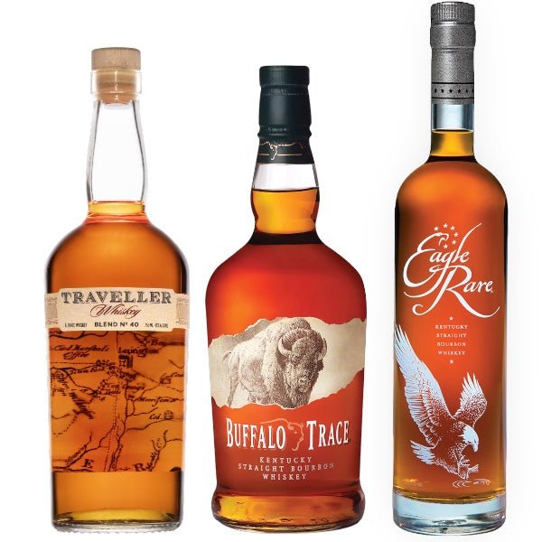 Buffalo Trace Bourbon, Traveller Blend No. 40 and Eagle Rare 3 Pack Bundle - Rare Reserve