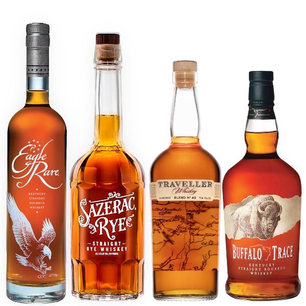 Eagle Rare Bourbon, Traveller Blend No. 40, Buffalo Trace and Sazerac Rye Whiskey 4 BottlesBundle - Rare Reserve