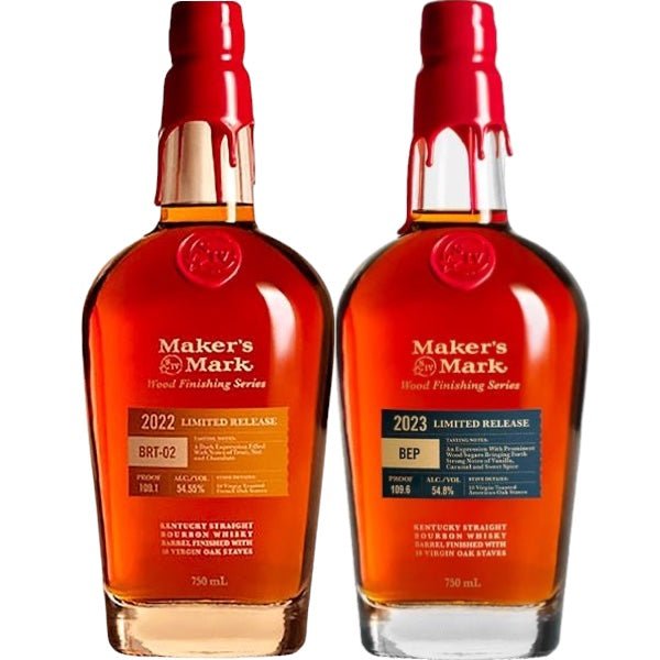 Maker’s Mark Wood Finishing Series 2022 Limited Release BRT-01 and 2023 Limited Release BEP Bourbon Whiskey Bundle - Rare Reserve