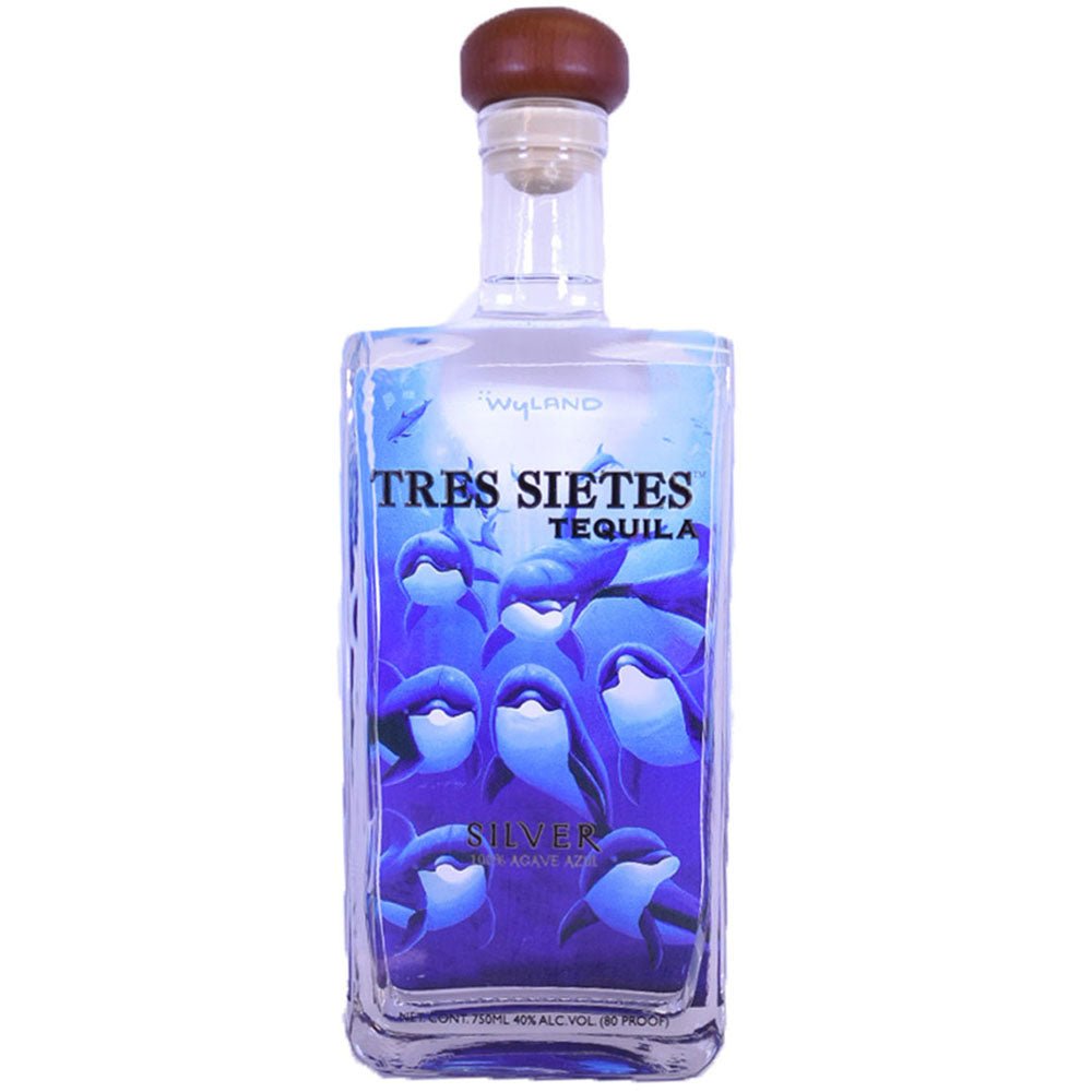 Tres Sietes Silver Wyland Limited Edition Dolphin Tequila - Rare Reserve